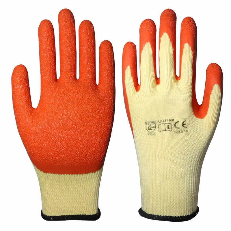 Premium Latex Palm Coated Orange/Yellow Gloves